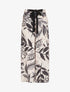 Pantalon ample taille haute imprimé feuilles - Noir - 1