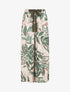 Pantalon ample taille haute imprimé feuilles - Vert olive - 4