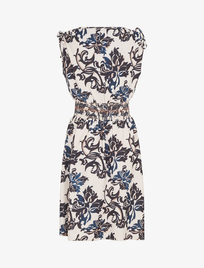Robe élastiquée à imprimé foulard - Marine - 2