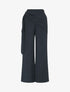Pantalon droit à pan drapé - Marine - 1