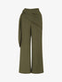 Pantalon droit à pan drapé - Kaki - 1