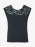 Top droit sans manches col en dentelle - Marine - 4