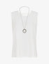 Top sans manches droit col dentelle - Blanc - 1