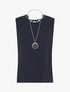 Top sans manches droit col dentelle - Marine - 1