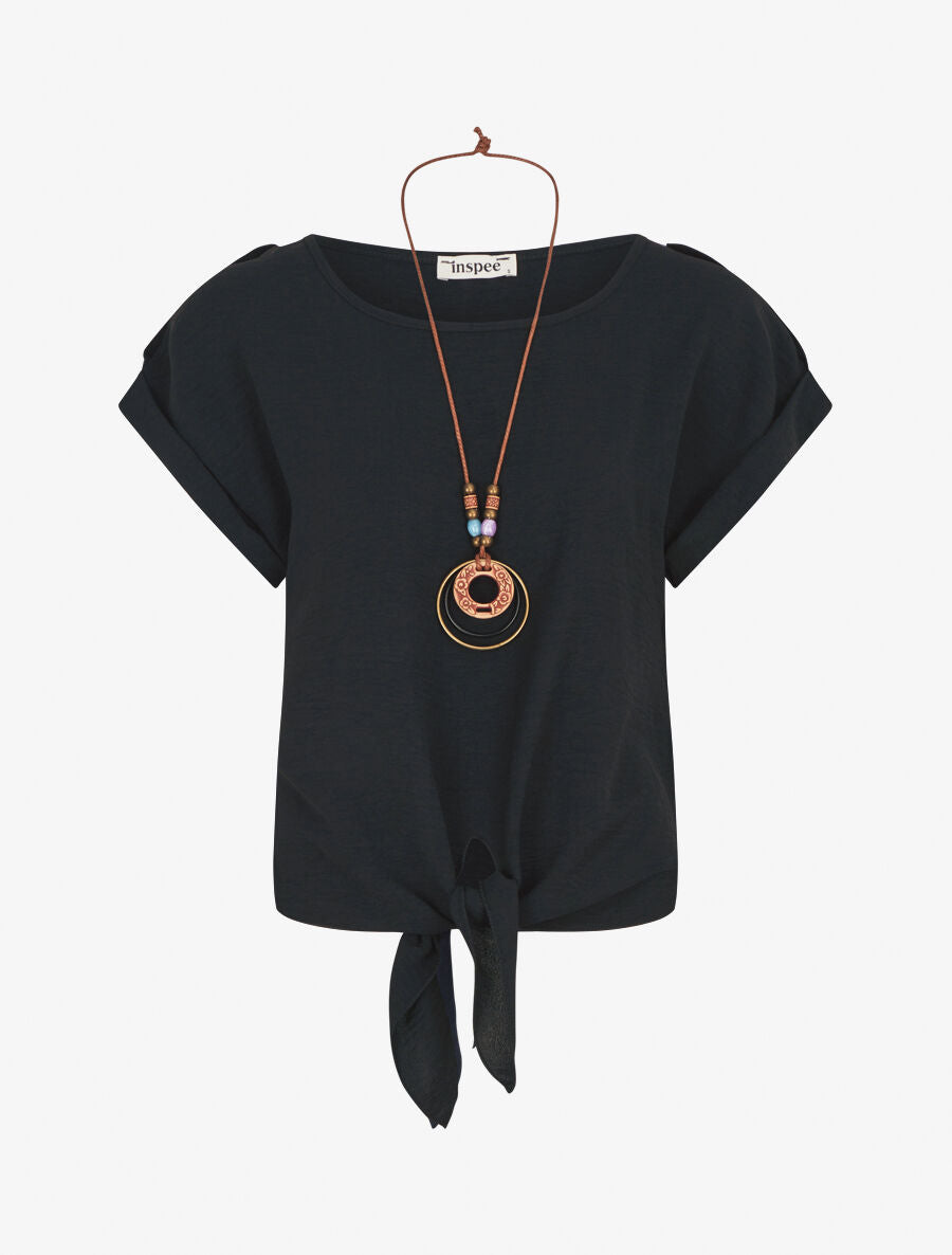 Top manches courtes à nouer - Marine - 1