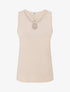 Top sans manches à col rond fantaisie - Beige - 1