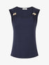 Débardeur droit à bretelles bijou - Marine - 1