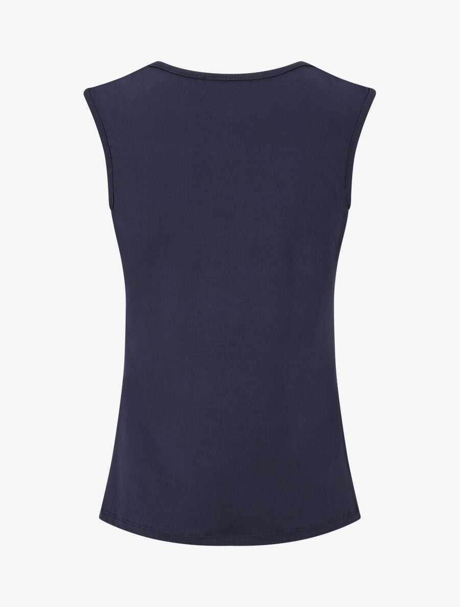 Débardeur droit à bretelles bijou - Marine - 2