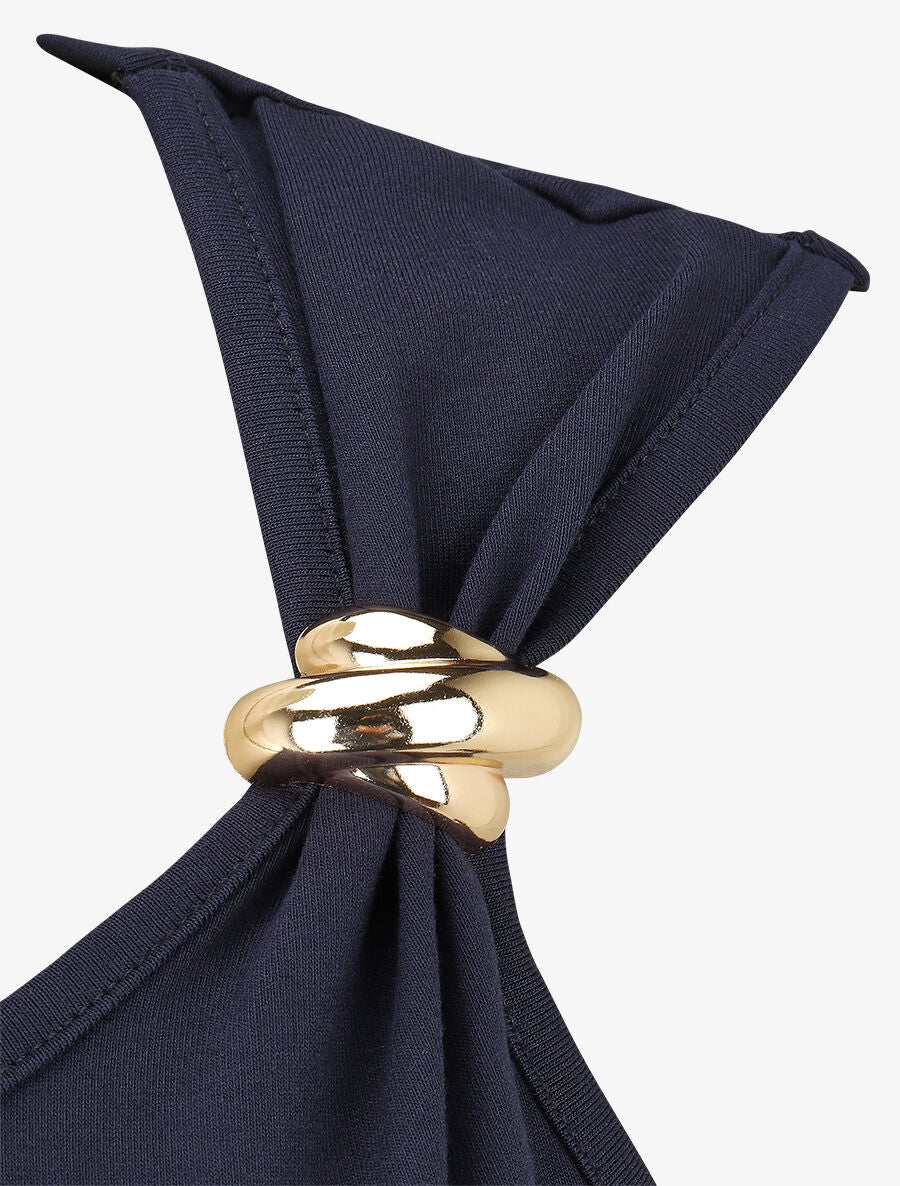 Débardeur droit à bretelles bijou - Marine - 3