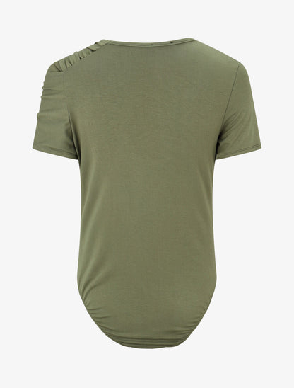 Body uni à manches courtes stylisées - Kaki - 2