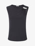Top droit sans manches à broche plume - Marine - 1