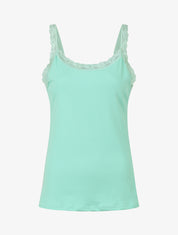 Débardeur côtelé à bretelles en dentelle - Turquoise - 1