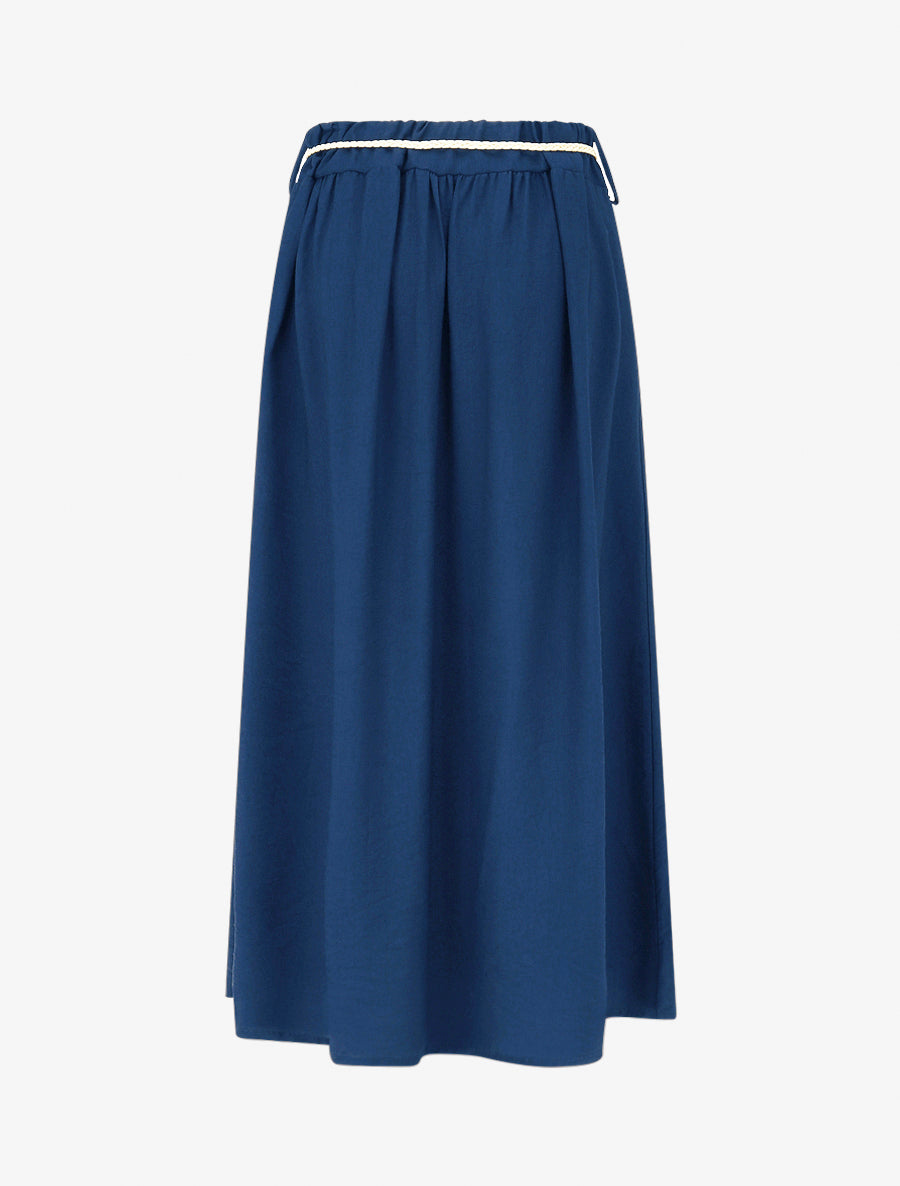 Jupe longue ceinture tressée - Bleu