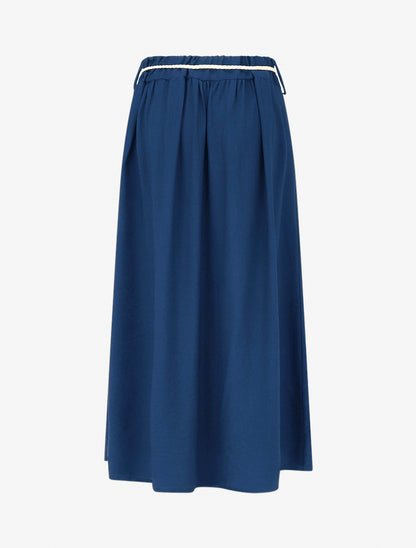 Jupe longue ceinture tressée - Bleu