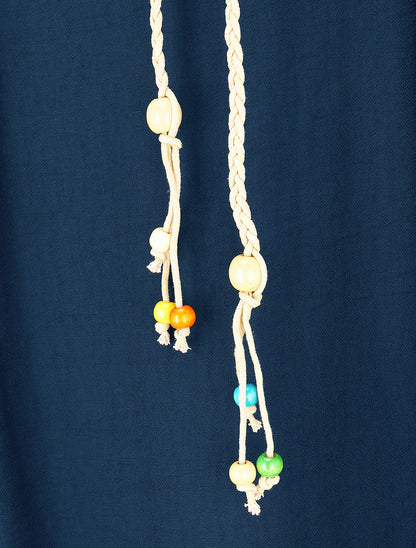 Jupe longue ceinture tressée - Bleu