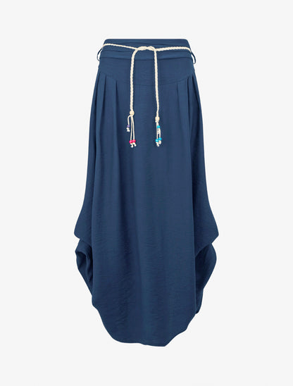 Jupe longue ceinture tressée - Bleu
