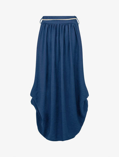 Jupe longue ceinture tressée - Bleu