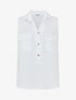 Top uni boutonné effet lin - Blanc - 1