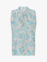 Top sans manches à imprimé feuilles - Turquoise - 1