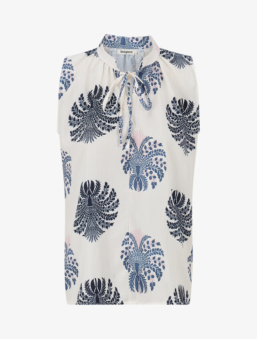Top sans manches à imprimé fantaisie - Marine - 1