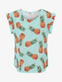 Top à manches volantées imprimé ananas - Turquoise - 1