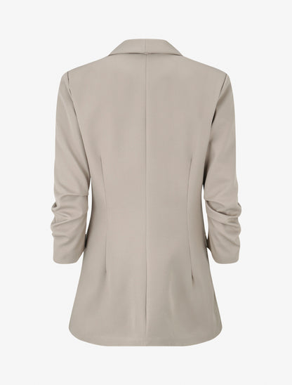 Blazer uni à manches froncées - Beige
