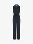 Combinaison droite sans manches style chemise - Marine - 4