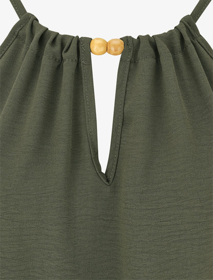 Combinaison ample à liens à nouer - Kaki - 3