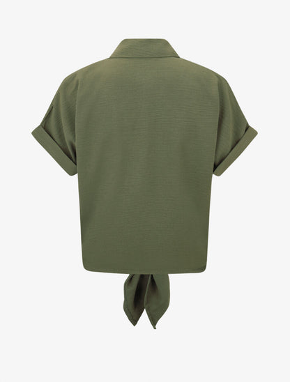 Chemise manches courtes et poche fantaisie - Kaki - 2