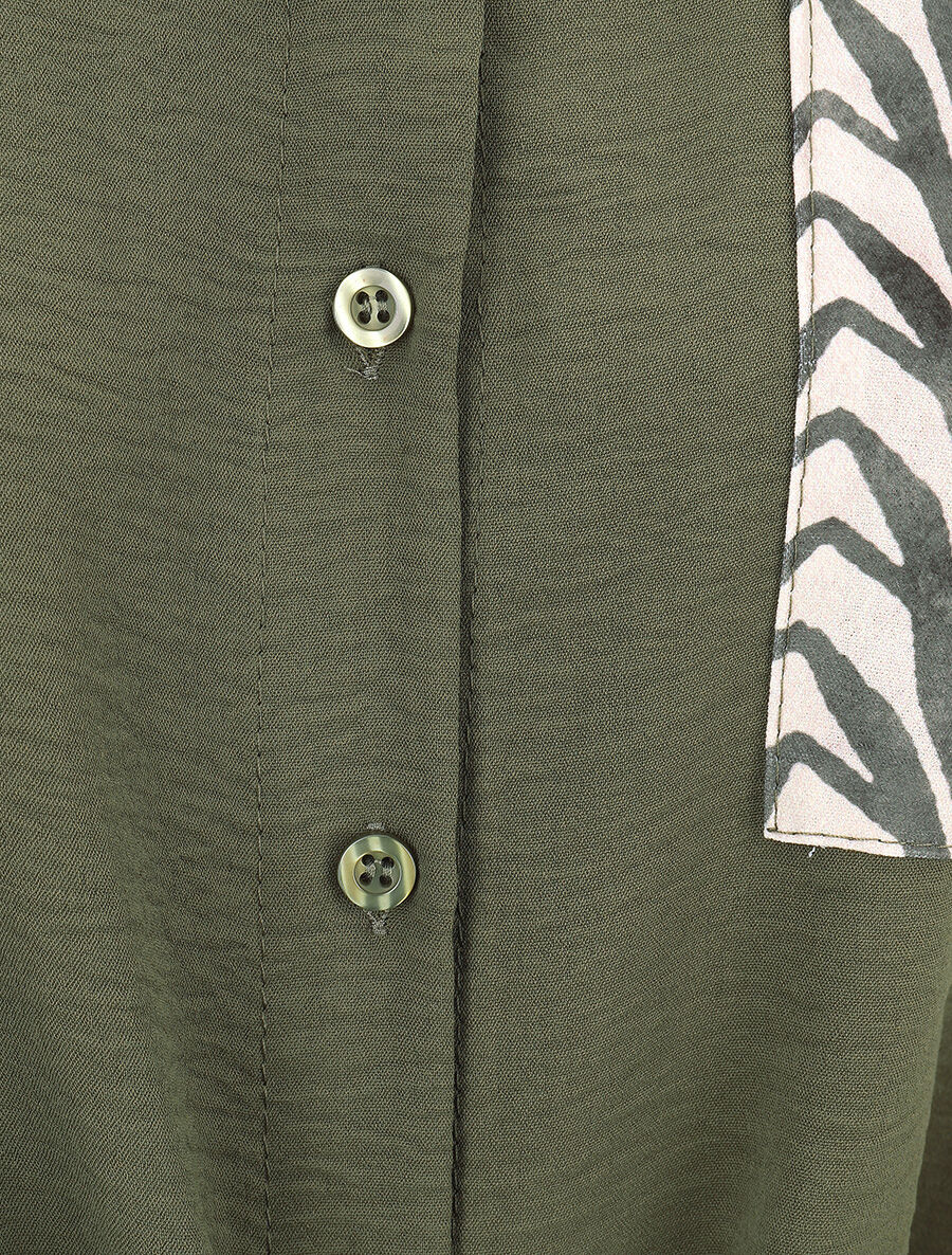 Chemise manches courtes et poche fantaisie - Kaki - 3