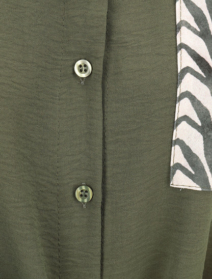 Chemise manches courtes et poche fantaisie - Kaki - 3