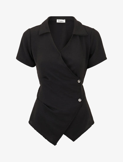 Top asymétrique manches courtes - Noir - 4