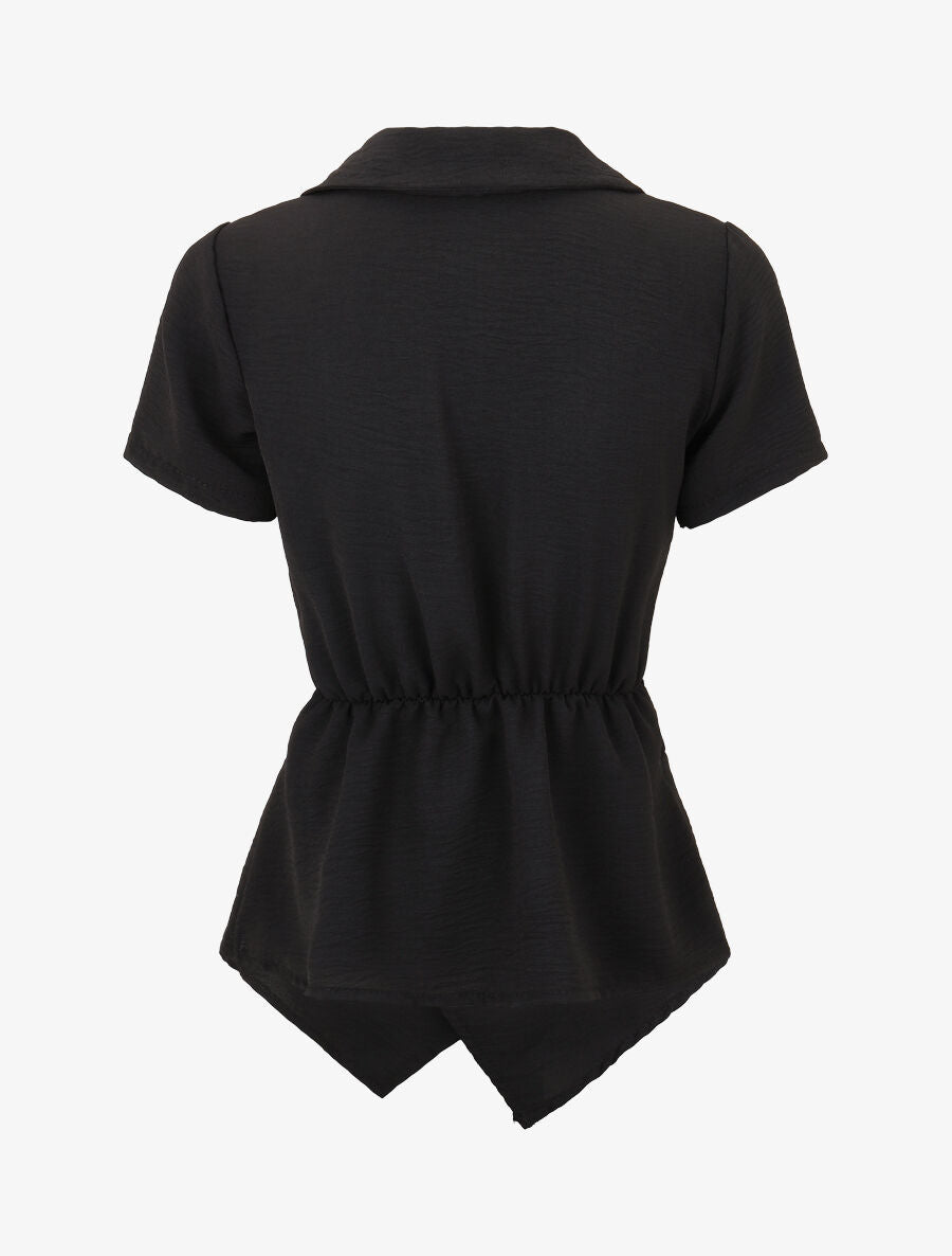 Top asymétrique manches courtes - Noir - 2