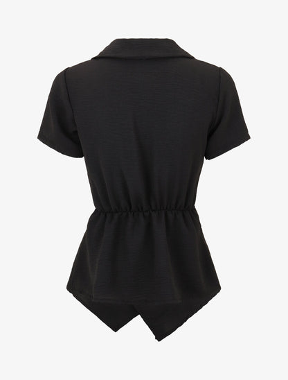 Top asymétrique manches courtes - Noir - 2