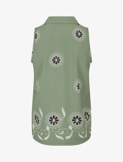 Chemise sans manches imprimé floral - Kaki - 2