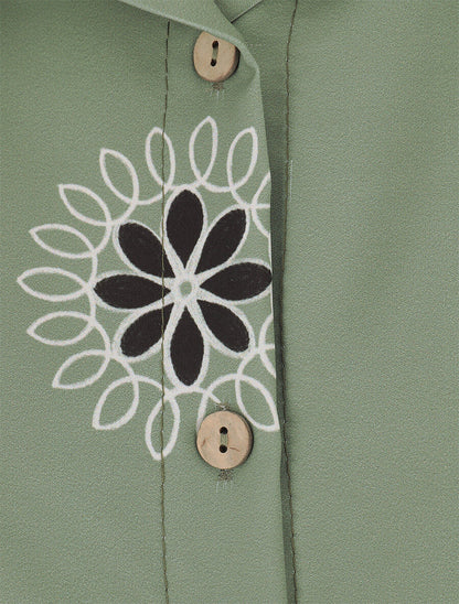 Chemise sans manches imprimé floral - Kaki - 3