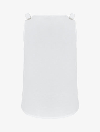 Débardeur droit en broderie anglaise à noeuds - Blanc - 2