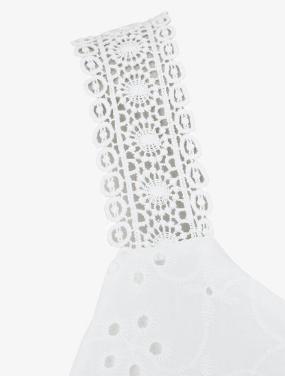 Débardeur droit bretelles en dentelle - Blanc - 3
