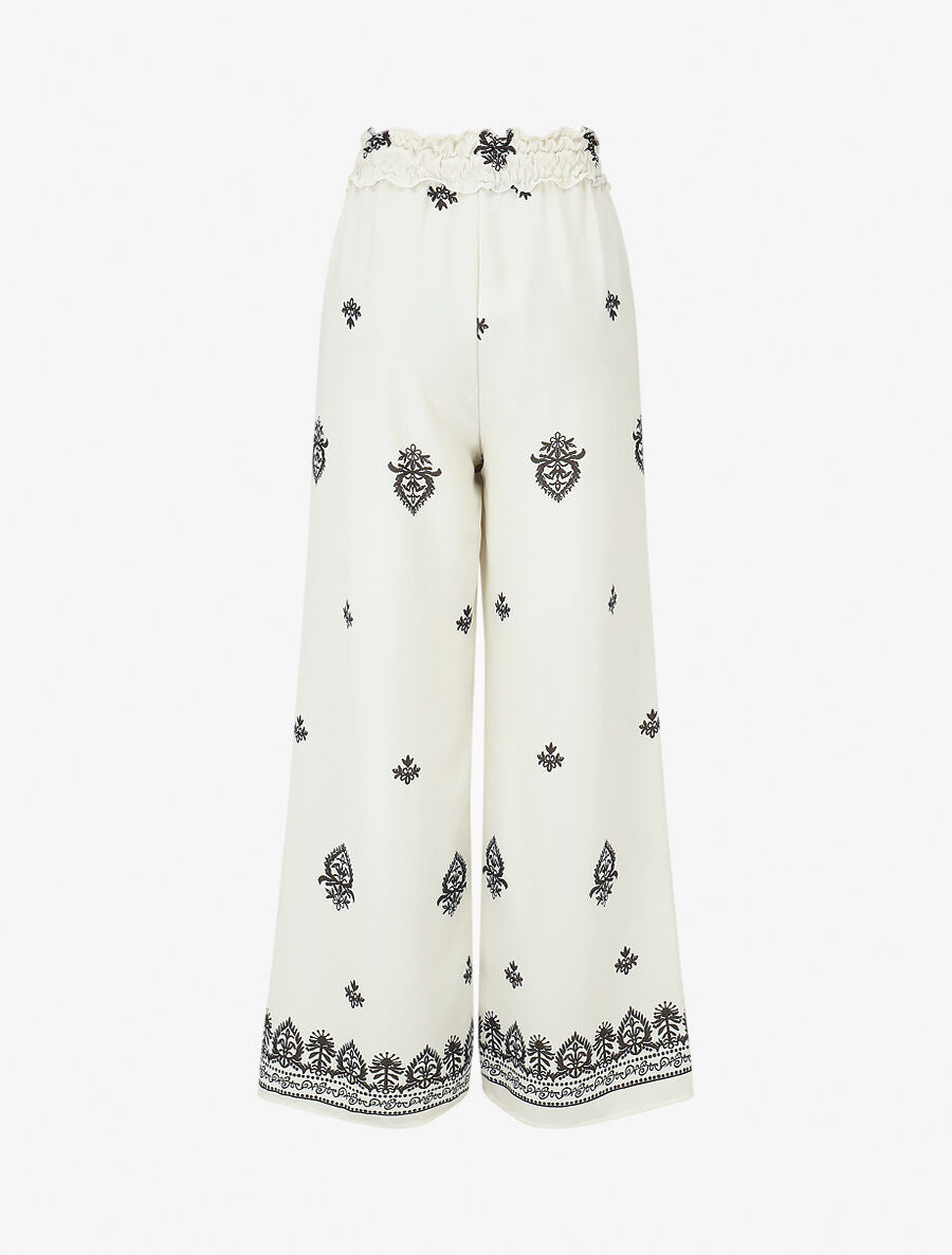 Pantalon élastiqué à imprimé fantaisie et mosaïque - Beige - 2