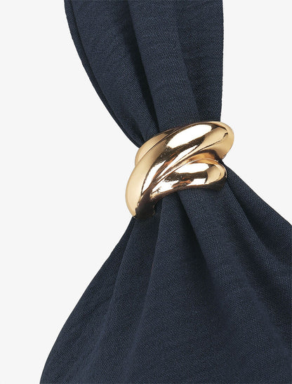 Robe longue fluide à bretelles bijoux - Marine - 3