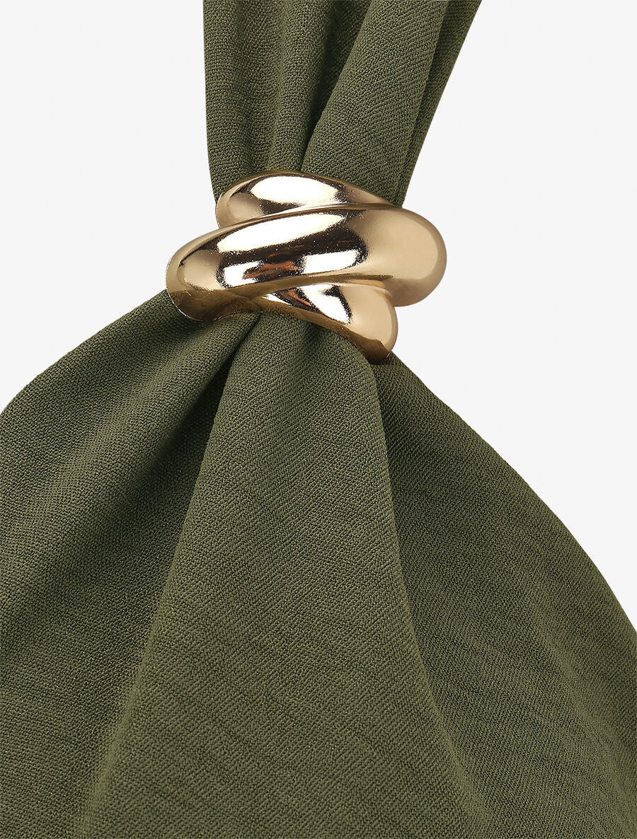 Robe longue fluide à bretelles bijoux - Kaki - 3