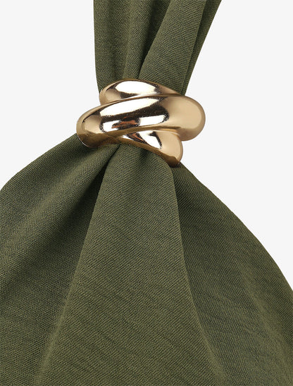 Robe longue fluide à bretelles bijoux - Kaki - 3