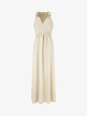 Robe longue fluide à bretelles bijoux - Beige - 4