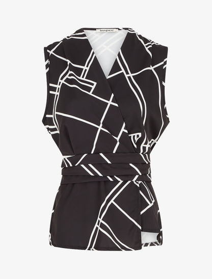 Top sans manches imprimé graphique - Noir - 4