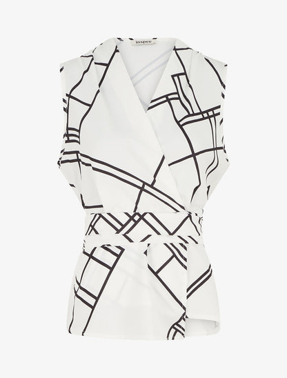 Top sans manches imprimé graphique - Blanc - 1