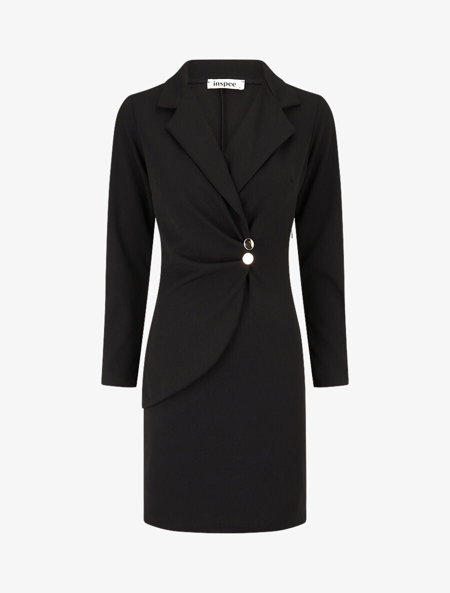 Robe fourreau style tailleur - Noir - 1
