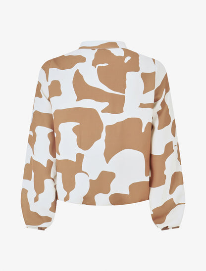 Blouse manches longues imprimé graphique - Camel - 2