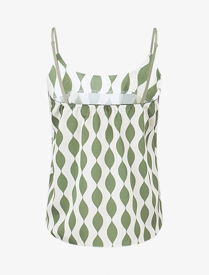 Caraco droit satiné imprimé graphique - Kaki - 2