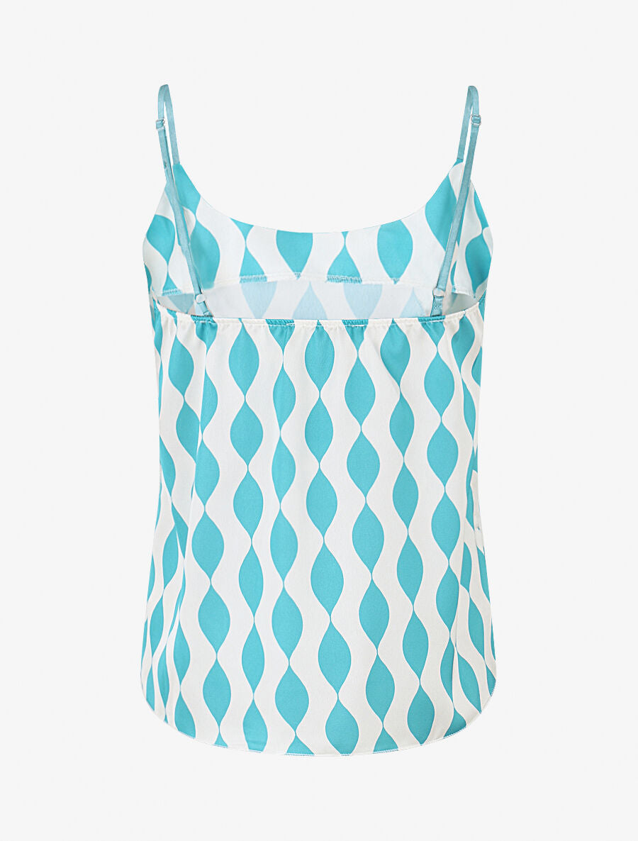 Caraco droit satiné imprimé graphique - Turquoise - 2