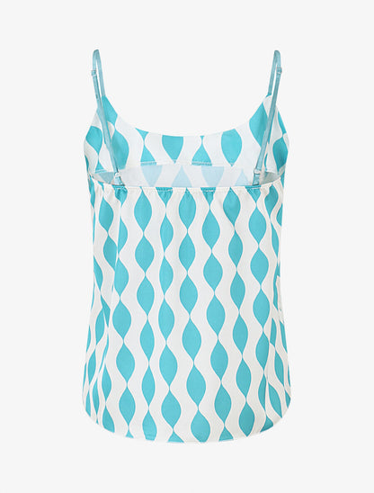 Caraco droit satiné imprimé graphique - Turquoise - 2